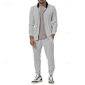 economico Tute da ginnastica-Per uomo Tuta Da Ginnastica Tuta da jogging 2 pezzi Zip intera Informale Autunno Manica lunga Traspirante Morbido Fitness Allenamento in palestra Corsa abbigliamento sportivo Abbigliamento sportivo