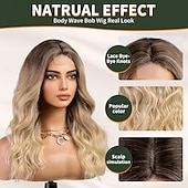 abordables Perruques Synthétiques Sans Bonnet-Perruques blondes sales pour femmes, perruque bouclée longueur épaule avec reflets blonds, perruque synthétique avec partie centrale pour usage quotidien, fête 20 pouces