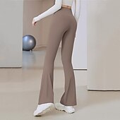 billiga Yoga Leggings &amp; Tights-Dam Yogabyxor Utsvängda byxben Elastiskt midjeband Hög midja Yoga Gymträning Pilates Trikåer Mörkgrå Svart Blå sporter Sportkläder Elastisk Smal