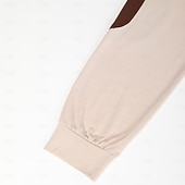 abordables camisetas basicas-Hombre Camiseta Camiseta superior Camisa de manga larga Manga Larga Cuello Mao Primavera &amp; Otoño Bloque de color delgado plisado Moda Design Básico Correa Retazos Vacaciones Calle Noche Negro Marrón