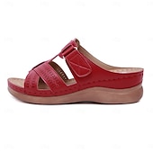 billiga Avslappnade sandaler-svarta slip-on-sandaler för kvinnor med utskuren design och bekväm sula för sommar- och fritidskläder
