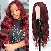 cheap Party Wigs-Wig for Women, 24 Inch Middle Part Curly Wigs Natural Looking Heat Resistant Synthetic Fiber Elastic Band Cap Wig Halloween Wigs