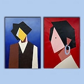 preiswerte Gemälde mit Menschen-Ölgemälde handgemachte nordische abstrakte Mädchen Ölgemälde handgemalte Frau Retro-Kunst Retro inspirierte Gemälde handgemachte expressionistische Figur Malerei