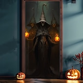 economico Coperture per Porte di Halloween-decorazioni per porte di Halloween copriporta di Halloween arazzo per porte fantasma strega tenda per porte decorazione sfondo striscione per porta d&#039;ingresso fattoria decorazioni per feste forniture