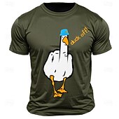 お買い得  メンズグラフィックTシャツ-男性の面白い &#039;ダックオフ！&#039; 中指ダックの言葉遊びグラフィックTシャツショートスリーブ