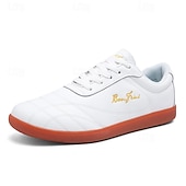 billiga Herrsneakers-vita lädersneakers för män - snygga vardagsskor med orange sula för vardagsbruk