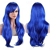 economico Parrucche da festa-Parrucche lunghe ricce parrucca ondulata capelli resistenti al calore parrucca cosplay parrucche Halloween cosplay party