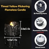 billiga Ljusljus-12st svarta led värmeljus halloween nattlampor levande ljus utomhus inomhus trädgård halloween inredning halloween elektriska ljus batteridrivna halloween lyktor semester fest dekorationer