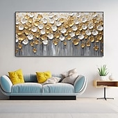 cheap Floral/Botanical Paintings-3D Gold Floral Abstract Oil Painting Designer Limited Gold Leaf Painting Modern Light Luxury Canvas Wall Art Room Wall Decor Gift