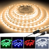 olcso USB szalag világítás-usb led szalag lámpák usb kapcsoló vezérléssel usb tv háttérvilágítás sáv többszínű 5050 smd 60 led / méter meleg fehér piros kék