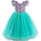 abordables Disfraces de niñas-Pequeña sirena Cuento de Hadas Ariel Princesa Vestidos Disfraz Vestido de niña de las flores Cosplay for Chica Niños Carnaval Semana del Libro Fiesta Rendimiento Sinfonía de historias