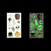 abordables Halloween 2024-Autocollants de tatouage lumineux en toile d&#039;araignée d&#039;halloween, 10 pièces, autocollants de visage de fête de festival lumineux de dessin animé