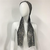 economico Accessori e altro-lussuosa fascia per capelli a maglia larga con strass - fascia elastica per turbante con cristalli e accenti scintillanti - perfetta per le donne in discoteca, rave party