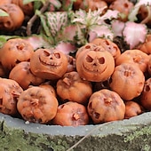 お買い得  ハロウィンの吊るし飾りとテーブルトップ装飾-20個のハロウィーンミニパンプキンスカルセット - 樹脂パーティーとガーデンデコレーション - マイクロランドスケープアクセサリー