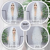 olcso Party Parókák-Cosplay Hosszú Paróka 28 Hüvelyk Közép Elválású Szintetikus Paróka Reális Ajándékok Party Parókák Nőknek Napi Használat Színes Parókák Halloween Parókák