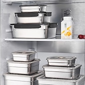 Недорогие Хранение на кухне-Вакуумный контейнер для пищевых продуктов, герметичный ящик для хранения пищевых продуктов sus304, ланч-бокс для фруктов, безопасный для холодильника, герметичный контейнер для еды (прямоугольный)