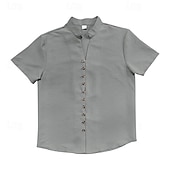 cheap Business Casual-Men&#039;s Shirt Linen Shirt Chinese Collar Shirt Mandarin Collar Shirt Casual Shirt Button Up Shirt Plain Vacation Street Black White Pink Khaki Short Sleeve Grandad Collar Summer Clothing Apparel