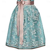 economico Dirndl-Carnevale Birra Oktoberfest Costume Vestito Dirndl Abiti tradizionali Cameriera Bavarese Tedesco Monaco di Baviera Prati Per donna Panno in stile tradizionale