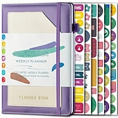 お買い得  事務用品-週間プランナー 月間プランナー ドットマトリックス チェック柄 自己規律 バインディング ノートブック プランナー ノートブック 効率 マニュアル 1 個 a5