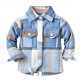 voordelige T-shirts &amp; Overhemden-Jongens 3D Ruitjes Overhemden Lange mouw Lente Herfst Modieus Basic Kinderen 4-12 jaar Revers Buiten Casual Dagelijks Normale pasvorm