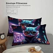 cheap Duvet Cover Sets-Cyberpunk Style Sci-Fi Animal Duvet Cover Set Includes Duvet Cover and Pillowcases Futuristic and Vibrant Design Soft and Durable Fabric Perfect for Adding an Edgy Touch to Your Bedroom Decor