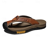 billige Utendørs sandaler-brune utendørs flipflops for menn med slitesterk såle – komfortable og lette sandaler for fotturer, strand og fritidsklær