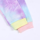 tanie Zestawy-Dla obu płci Dla chłopców Dla dziewczynek 3D Wzór tie-dye Dres sportowy Zestaw z kapturem Odzież treningowa Długi rękaw Wiosna Jesień Codzienny Wygoda Dzieci 4-12 lat Kaptur Na zewnątrz Urlop Sport