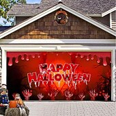 Halloween Door Decorations Halloween Garage Door Cover Pumpkins Jack O Lantern Outdoor Banner Ghost Bats Large Backdrop Decoration for Holiday Out door Decorations Door Home Wall Decorations 39