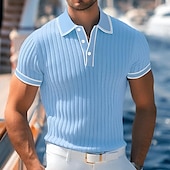 preiswerte Urlaub-Herren Poloshirt Golfhemd Arbeit Casual Kargen Gerippter Polokragen Kurzarm Basic Modern Farbblock Patchwork Taste Frühling Sommer Regular Fit Hellblau Weiß Burgunderrot Marinenblau Grau Poloshirt