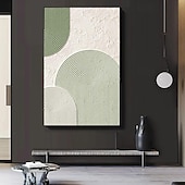 levne Zátiší-olejomalba ručně béžová wabi sabi olejomalba ručně malovaná nástěnná malba zelená béžová abstraktní malba velká zelená minimalistická nástěnná malba béžová texturované plátno neutrální nástěnná