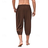 abordables Fondos-Retro Antiguo Medieval Renacimiento pantalones piratas Feria del Renacimiento caballero celta Ranger Color sólido Hombre Pirata Fantasía Víspera de Todos los Santos Carnaval Mascarada Rendimiento