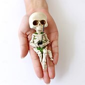 economico Decorazioni Appese e da Tavolo per Halloween-Statuetta in resina con scheletro di pesca di Halloween - decorazione spettrale con teschio seduto per un&#039;atmosfera infestata interna ed esterna