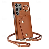 levne Pouzdra pro Samsung-telefon Carcasă Pro Samsung Galaxy S24 Ultra Plus S23 S22 S21 S20 Ultra Plus FE A55 A35 A25 A15 5G A14 A54 A53 S25 Ultra Pouzdro na peněženku se stojánkem Držák na prsteny Zip Retro TPU Kov PU kůže