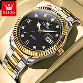 cheap Quartz Watches-OLEVS Men Quartz Watch Fashion Business Wristwatch Luminous Calendar Waterproof Decoration Steel Watch