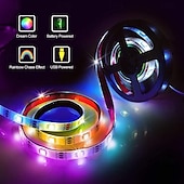 economico Strisce luminose USB-1 m 2m 3M Set luci 30-300 LED 5050 SMD 10mm 1 telecomando da 24Keys 1 set RGBIC (Colore sogno indirizzabile) Strisce LED Controllo APP Impermeabile Collagabile Alimentazione USB