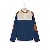 economico Felpe di base-Per uomo Felpa Felpa con zip Felpa di velluto a coste Nero Blu Marrone mezza cerniera Color Block Collage Sportivo Giornaliero Per eventi Vello Streetwear Informale Vello sottile Autunno inverno
