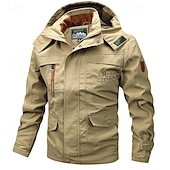 economico Giubbotti e cappotti da uomo-Per uomo Giacca da esterno Giacca cargo Giacca con cappuccio Giacca tattica Esterno Giornaliero Rimovibile Morbido Tasche multiple Primavera &amp; Autunno Liscio Informale Comodo Con cappuccio Standard