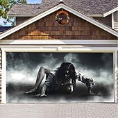 Halloween Door Decorations Halloween Garage Door Cover Pumpkins Jack O Lantern Outdoor Banner Ghost Bats Large Backdrop Decoration for Holiday Out door Decorations Door Home Wall Decorations 32