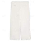 economico Sciolto-Per uomo pantaloni della tuta Pantaloni Pantaloni da completo Tasca frontale Gamba dritta Liscio Comfort Matrimonio Attività commerciale Spiaggia Di tendenza Moderno Nero Bianco