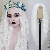 olcso Party Parókák-Cosplay Hosszú Paróka 28 Hüvelyk Közép Elválású Szintetikus Paróka Reális Ajándékok Party Parókák Nőknek Napi Használat Színes Parókák Halloween Parókák