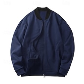 preiswerte Herrenjacken &amp; Herrenmäntel-Herren Bomberjacke übergangsjacke Täglich Leicht Tasche Frühling &amp; Herbst Klassisch Stehkragen Regulär Schwarz Gelb Rot Marineblau Königliches Blau Jacken