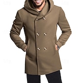 abordables Gabardina para hombre-Hombre Peacoat Gabardina Vacaciones Diario Otoño invierno Elastán Suave Ropa de calle Ropa Moda Clásico Plano Bolsillo Con Capucha Botonadura Doble