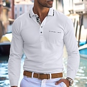 preiswerte Herren Klassisches Polo-Herren Poloshirt Golfhemd Arbeit Casual Kargen Gerippter Polokragen Kurzarm Basic Modern Farbblock Patchwork Taste Frühling Sommer Regular Fit Hellgelb Hellblau Meerblau Violett Rubinrot Aprikose