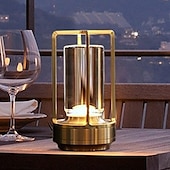 economico Lampade da tavolo-Lampada da tavolo a led senza fili Lampada da scrivania in metallo da bar retrò Ricaricabile Touch Dimmer Luce notturna Ristorante Camera da letto Arredamento per la casa all&#039;aperto
