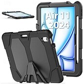 billige iPad-etui-Tablett Etuier Covere Til Apple iPad Air 11&quot; (2024) iPad Pro 11&quot; (2024) Bærbar Blyantholder Armour Defender Rugged Protective Rustning PC Silikon