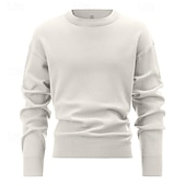 cheap Men&#039;s Pullover Sweater-Men&#039;s Pullover Sweater Jumper Knit Sweater Ribbed Knit Regular Knitted Plain Crew Neck Fashion Basic Daily Wear Date Clothing Apparel Fall &amp; Winter Black White M L XL