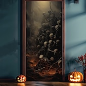 billige Halloween dørdeksler-dørdekorasjoner skjeletter dørdeksler dørteppe dørgardindekorasjon bakteppe dørbanner til inngangsdør gårdshus feriefest dekorutstyr