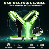 お買い得  キャンプ用ライトとランタン-1個のLED反射ランニングベストライト、高視認性、充電式、調節可能な照明、安全なウォーキング、ランニング、サイクリング、丈夫で快適なデザイン。