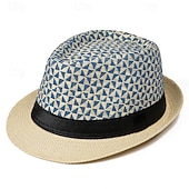 billige Fedora hatt-Herre Kentucky Derby Hat Solhatt Bowlerhatt Svart Kakifarget Lakris Mote Fritid Gate Daglig Fargeblokk Geometrisk Solkrem Pustende