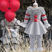 levne Dětské kostýmy-To Klaun Pennywise Karnevalový kostým Šaty Kostým Dětské Dívčí Strašidelný kostým Výkon Karneval Jednoduchý karnevalový kostým